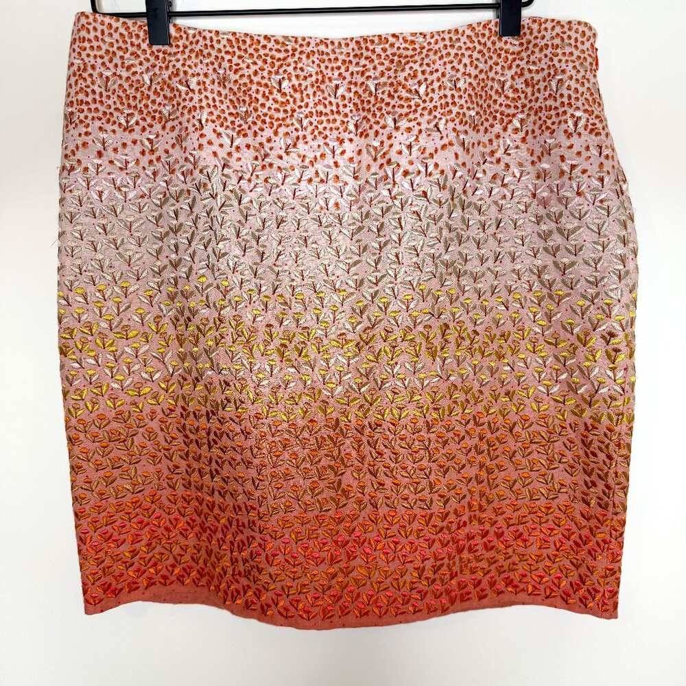 HD in Paris Embroidered Floral Above the Knee Skirt  w‎ Side Zipper Women's 12